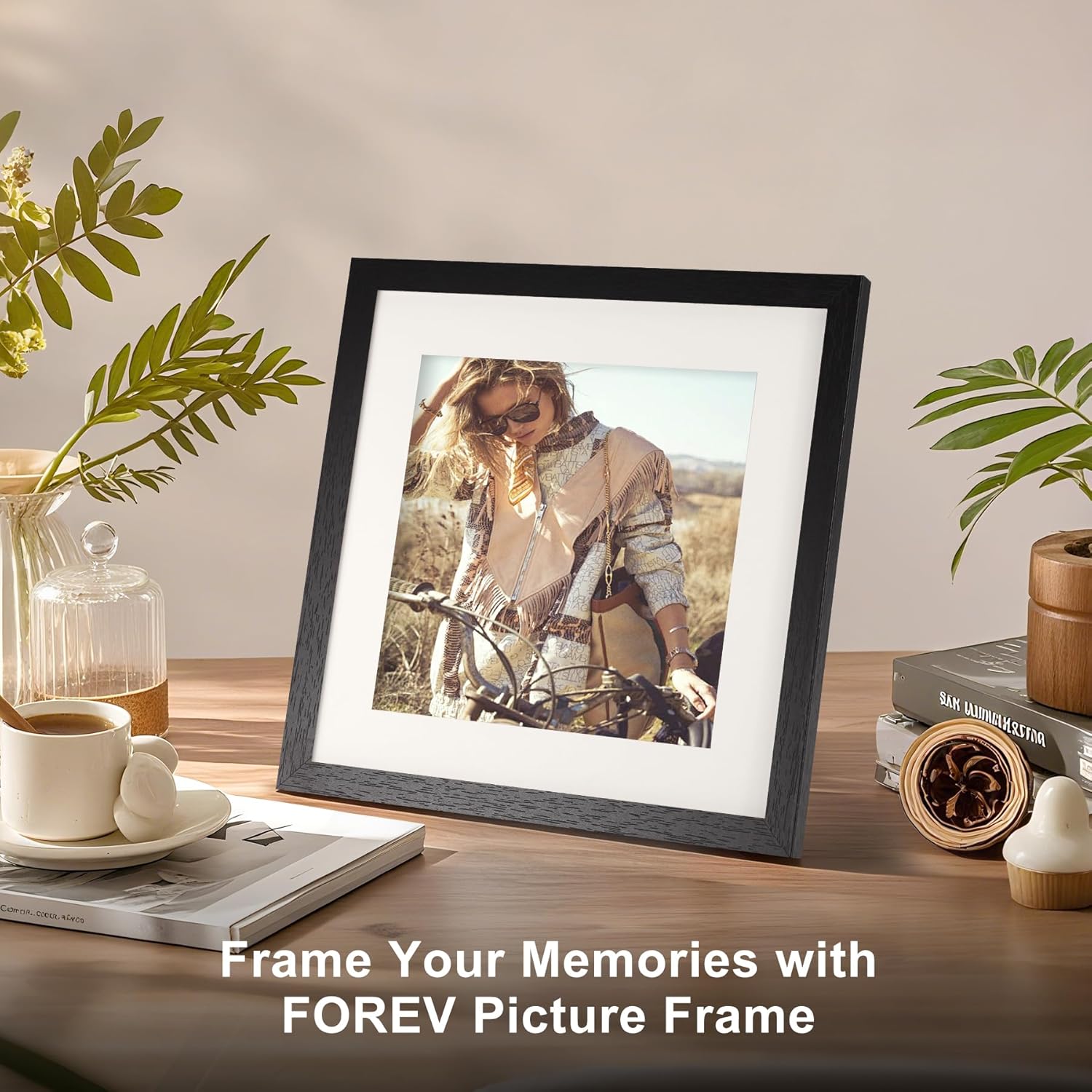 TOFOREVO 10x10 Square Picture Frames Set of 6 Black Wood Grain Photo Frame for Gallery Wall Mounting or Tabletop Display