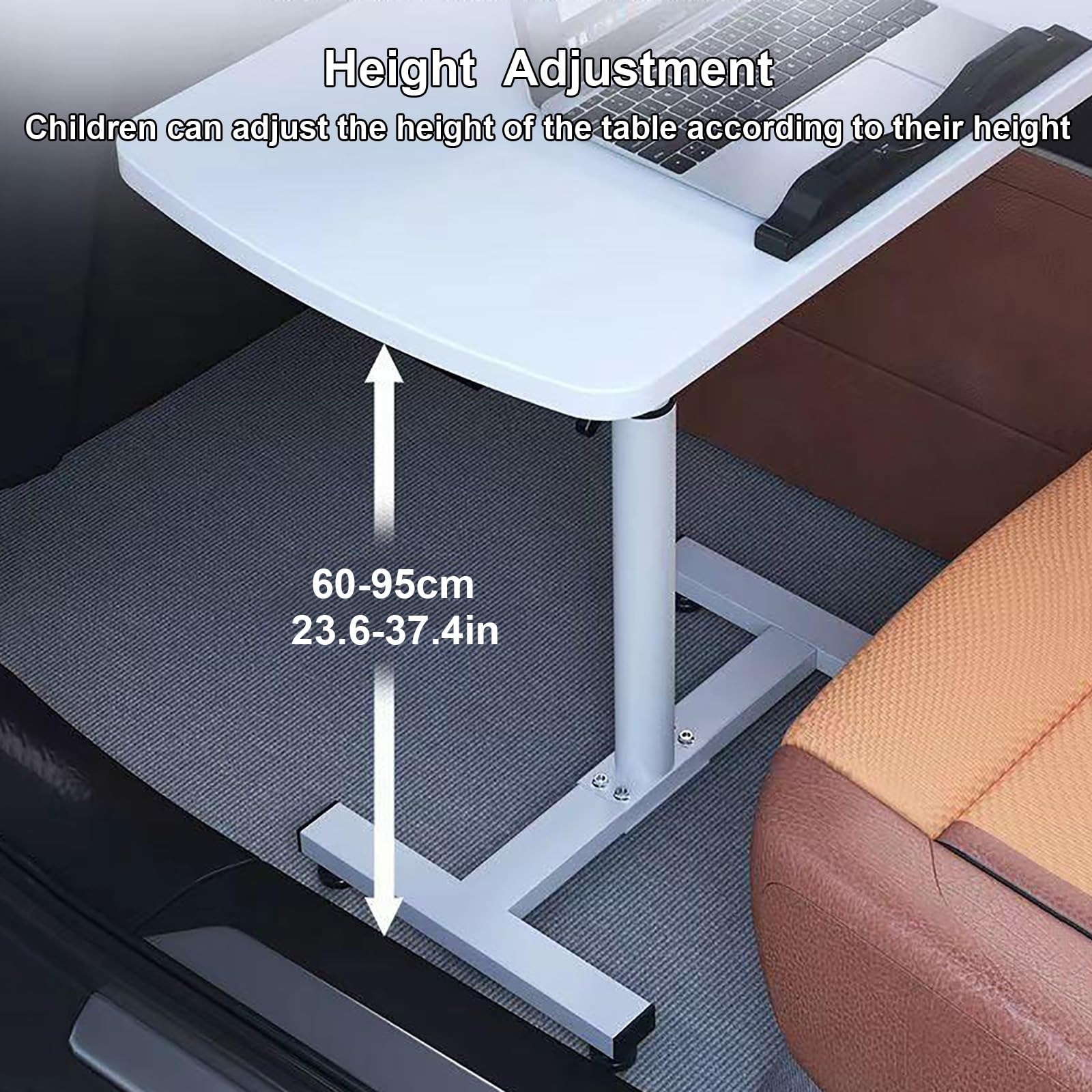 Table Pliante pour Camping-Car, Table de Repas Pliable à Hauteur Réglable, Poste de Travail Informatique avec Support en Tube d'acier et Plateau en MDF(Gray,48x30cm)