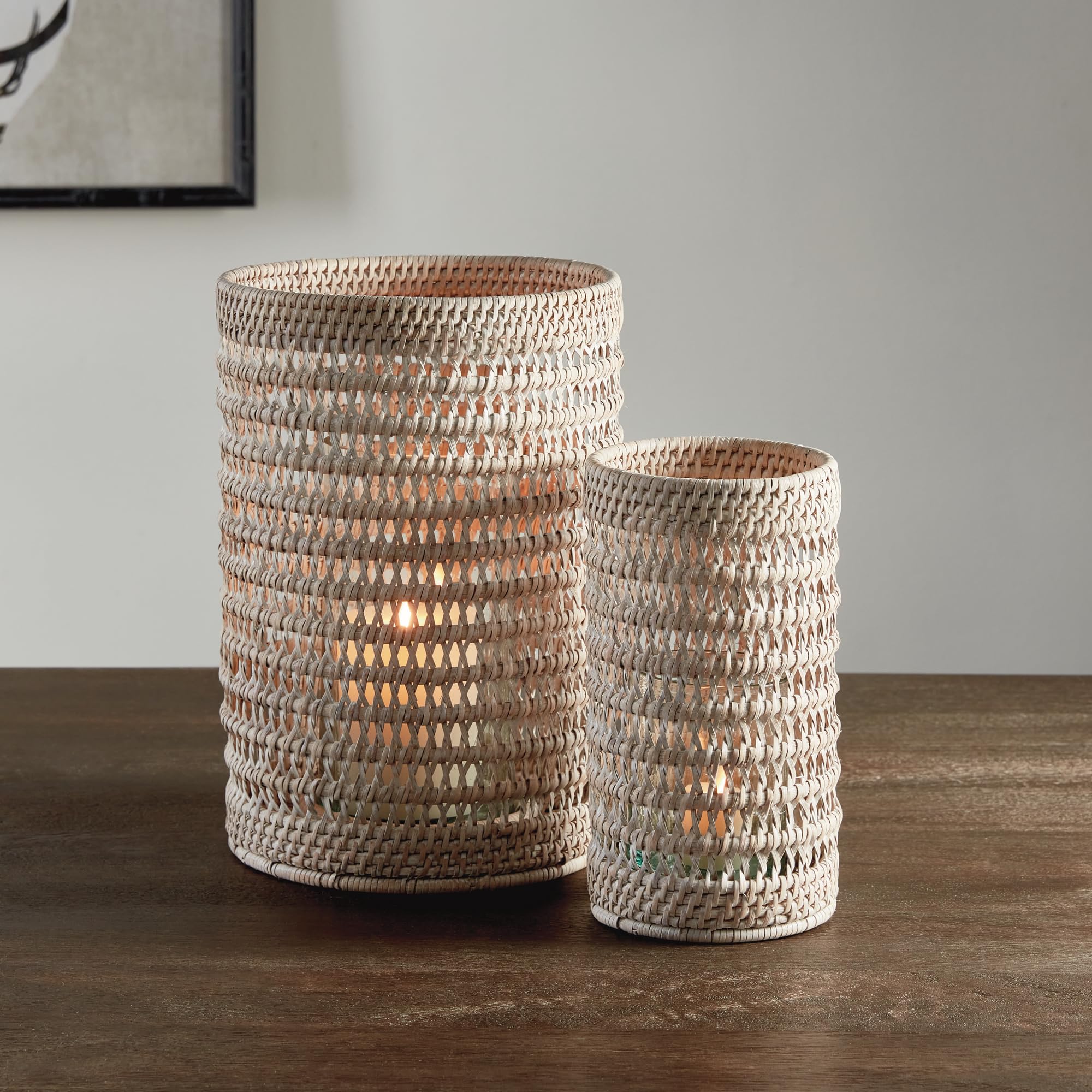 Napa Home & Garden Burma Rattan Hurricane Small White