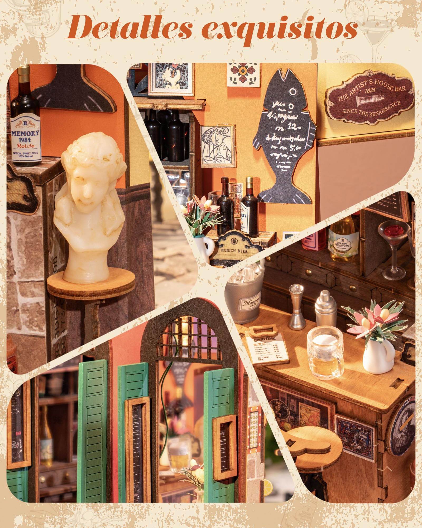 Rolife Maquetas -DIY Miniature House Diorama Cheers Bar, Casas Miniaturas para Montar Puzzle 3D Madera Book Nook para Adultos Adolescentes