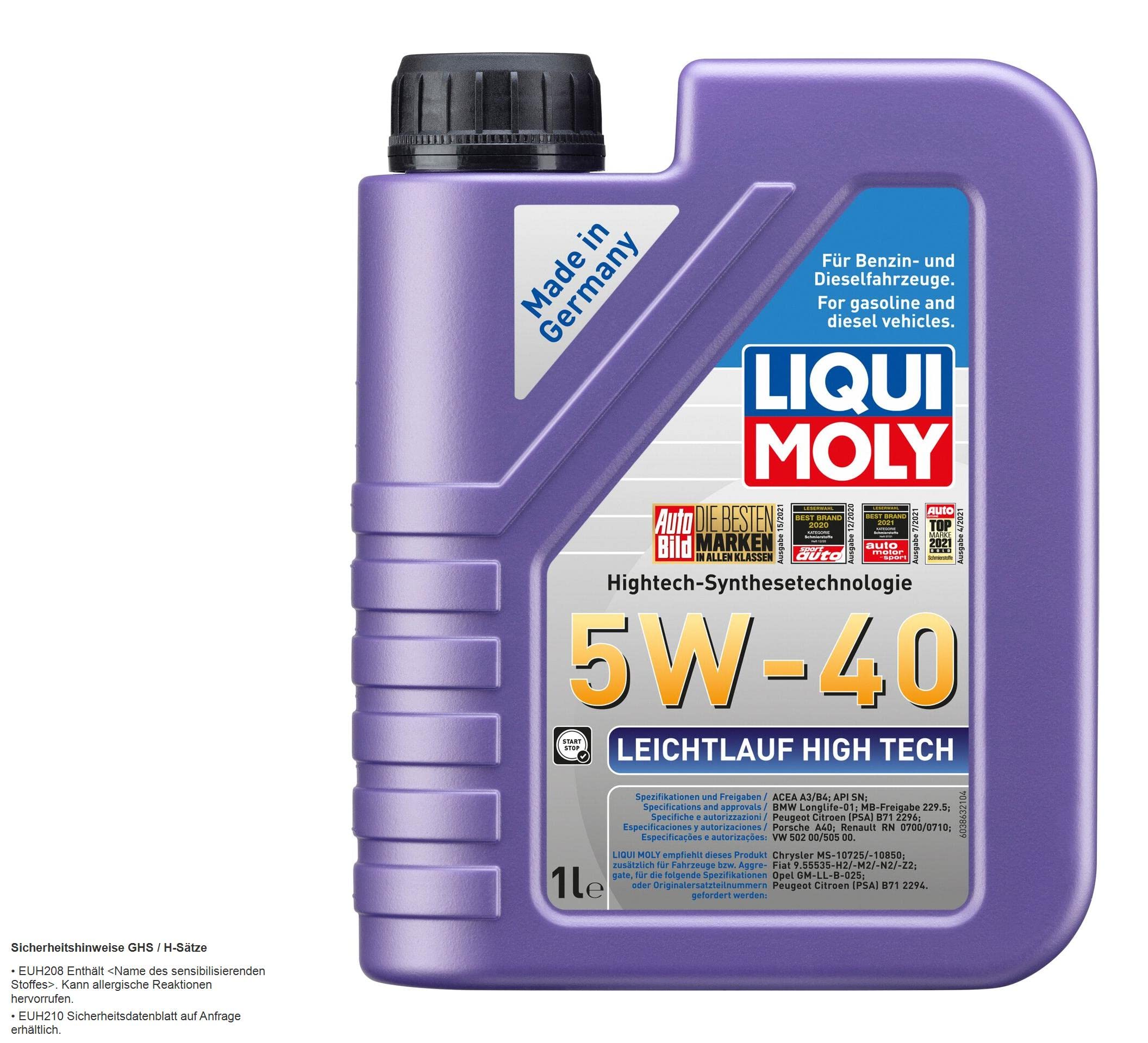 Inspektionspaket 8L LIQUI MOLY 5W-40 für C-Klasse Coupe T-Model S204 W204 | Motoröl LIQUI MOLY Leichtlauf High Tech 5W-40 Ölfilter Ablassschraube