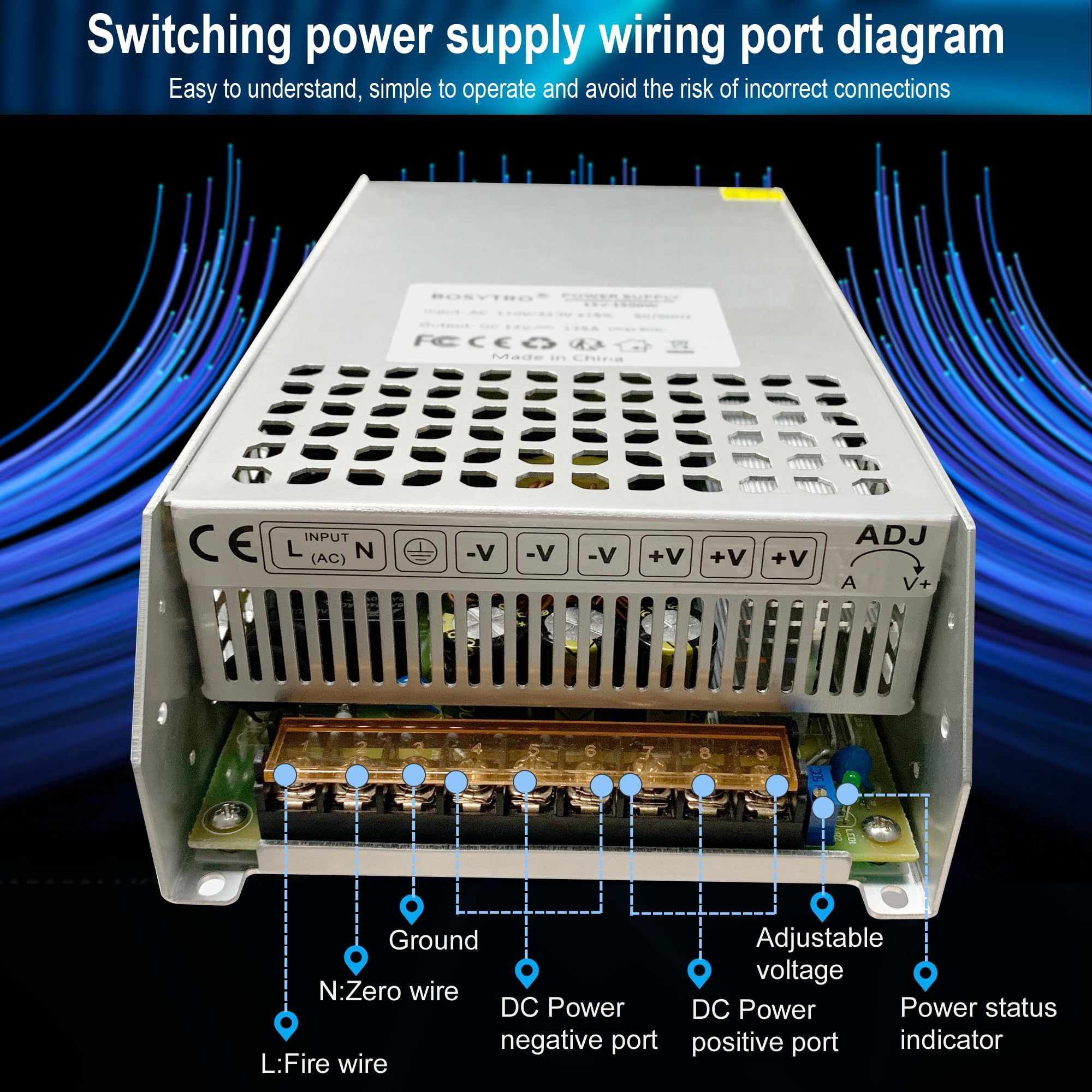 Transformateur DC 48 V 25 A 1200 W - Bloc d'alimentation AC 110 V/220 V (PSU SMPS) - 48 V - Adaptateur industriel - Barre lumineuse LED - Moteur semi-conducteur, pompe, treuil, amplificateur