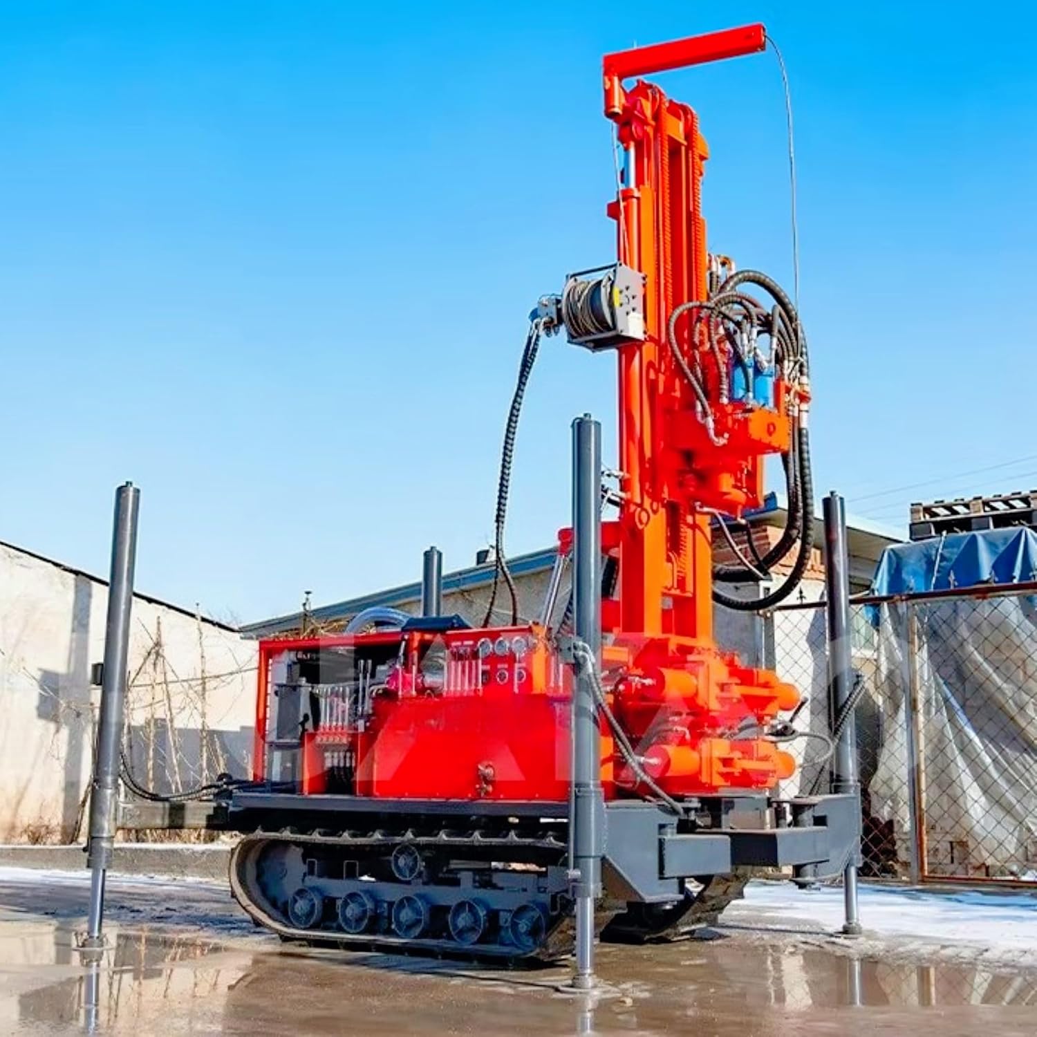 Hard Rock Water Well Drilling Rig, Mobile Hydraulic Borehole Machine with High Torque for Granite & Gravel, Portable Rock Driller