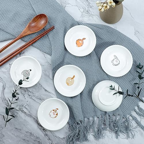 Miniatura 7 de SOCOSY Super Cute Funny Cat Butts - Plato de cerámica para salsas condimentos cuenco de soja platos de aperitivo plato de servir para cocina y hogar