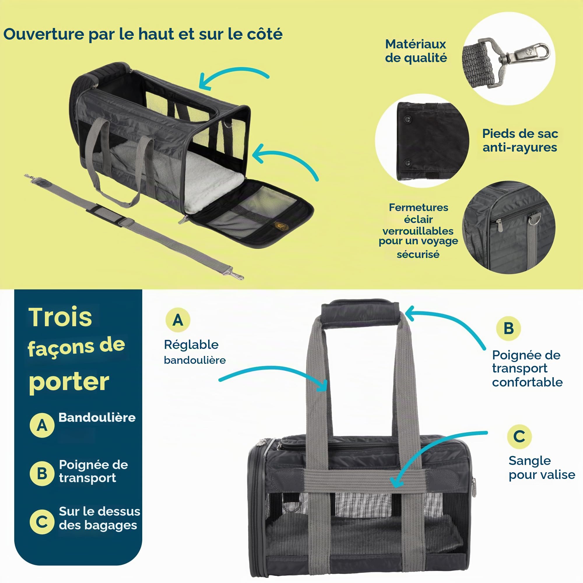 Sherpa Original Deluxe Sac de Transport pour Animal de Compagnie, approuvé par Les compagnies aériennes et Garanti à Bord – Gris Anthracite, Taille M