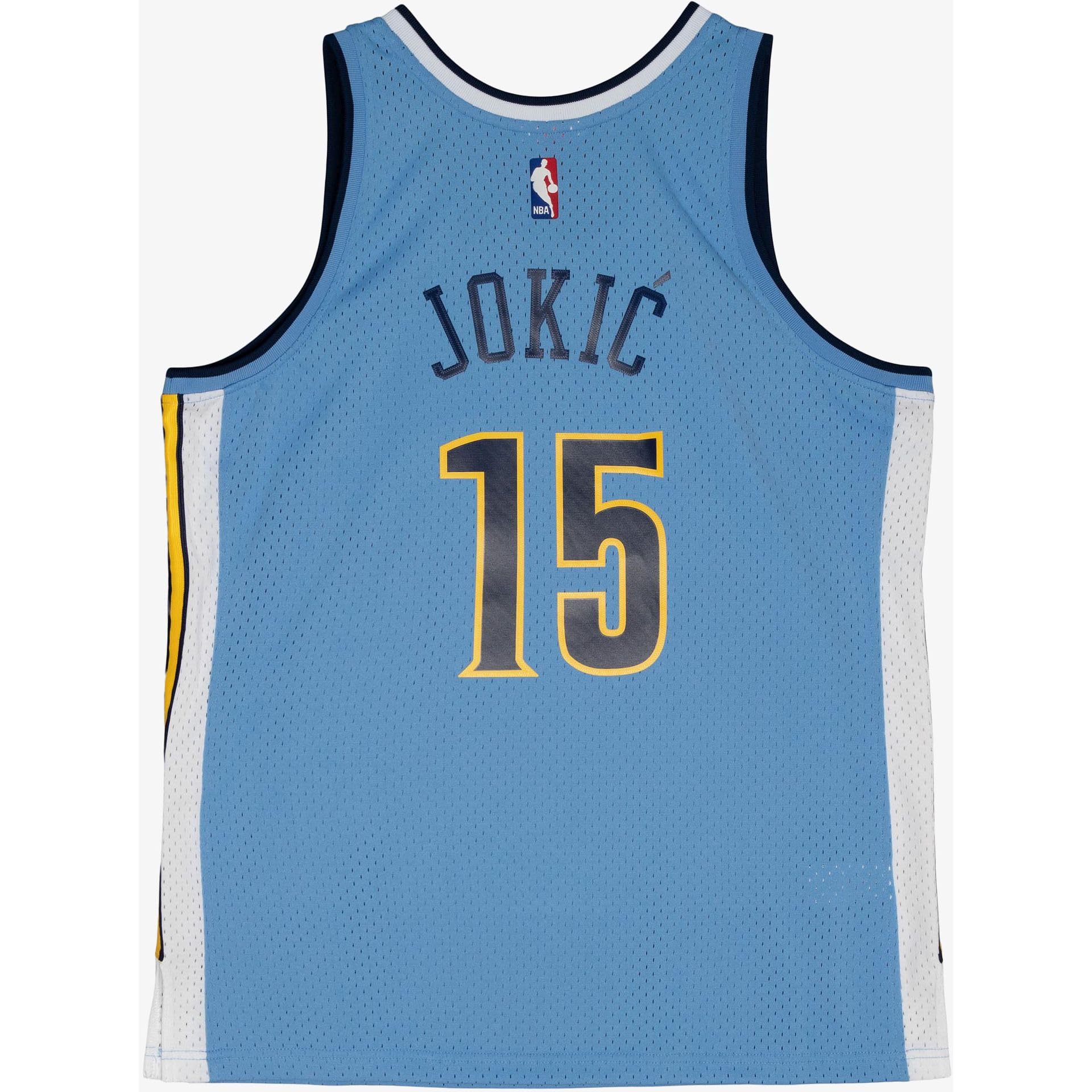Mitchell & Ness NBA Swingman - Maglia da Basket in Jersey Denver Nuggets, Nikola Jokić 2016, Columbia Blu