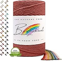 Vista 48 de BOCHIKNOT Cordón de macramé de 5 mm - Cordón de macramé de una hebra - Cordón de algodón para macramé y anudado - Suministros de cuerda de macramé