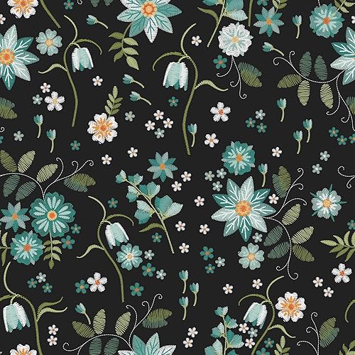 VaryPaper Papel tapiz floral negro de 17.7 x 78.7 pulgadas, diseño de copos de nieve y flores, papel tapiz autoadhesivo extraíble, papel de contacto