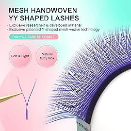 NAGARAKU yy Eyelash Extensions Blue + Purple Color y lash 0.07mm D curl Mix Tray 8-12mm Premade 4D Easy Fan Russian Volume Cluster 12 rows pre Fanned Eye Lashes