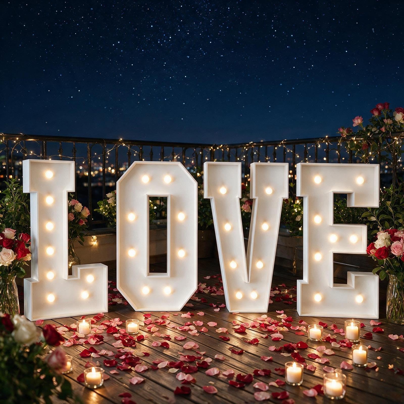 LED "LOVE" Leuchtbuchstaben Marquee for Hochzeitsdeko | Schaumplatte Vorgecutt, Leichter Aufbau, Kabellos, Leicht, Mehrfach Verwendbar, Verlobung & Jubiläum(Warm white,100cm)