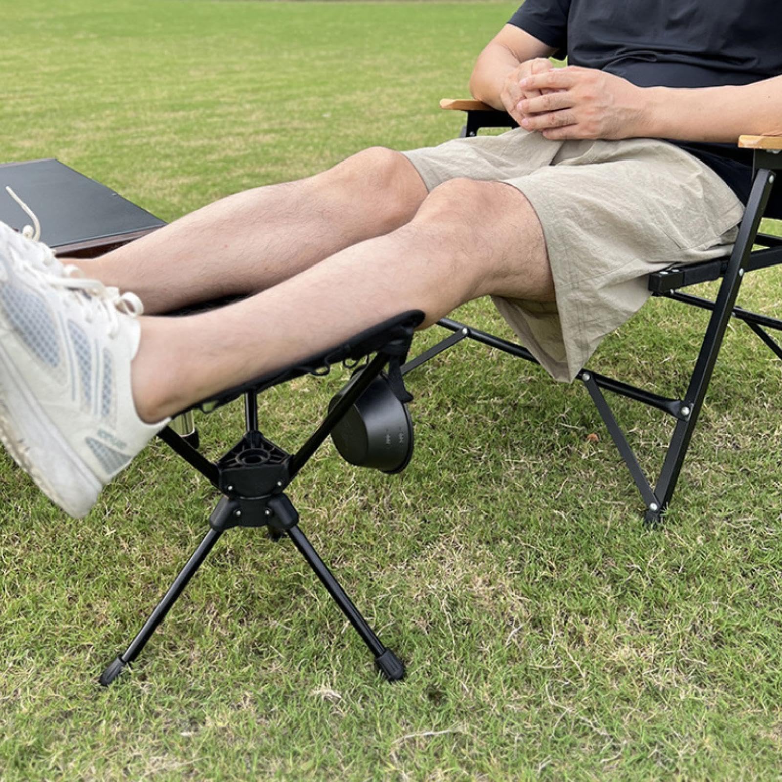 Tabouret Extérieur Siège Portable Chaise Tripode Pliable Aluminium Oxford Rotatif Léger avec Sac Rangement Adapté Camping Promenade Randonnée P