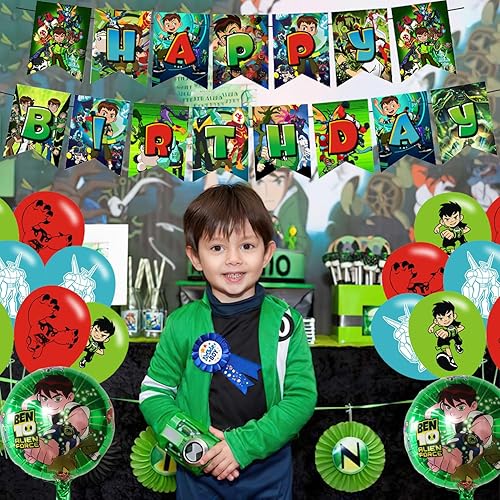 Miniatura 6 de Decoraciones de fiesta de dibujos animados, suministros de fiesta de cumpleaños para suministros de fiesta de dibujos animados, incluye pancarta,