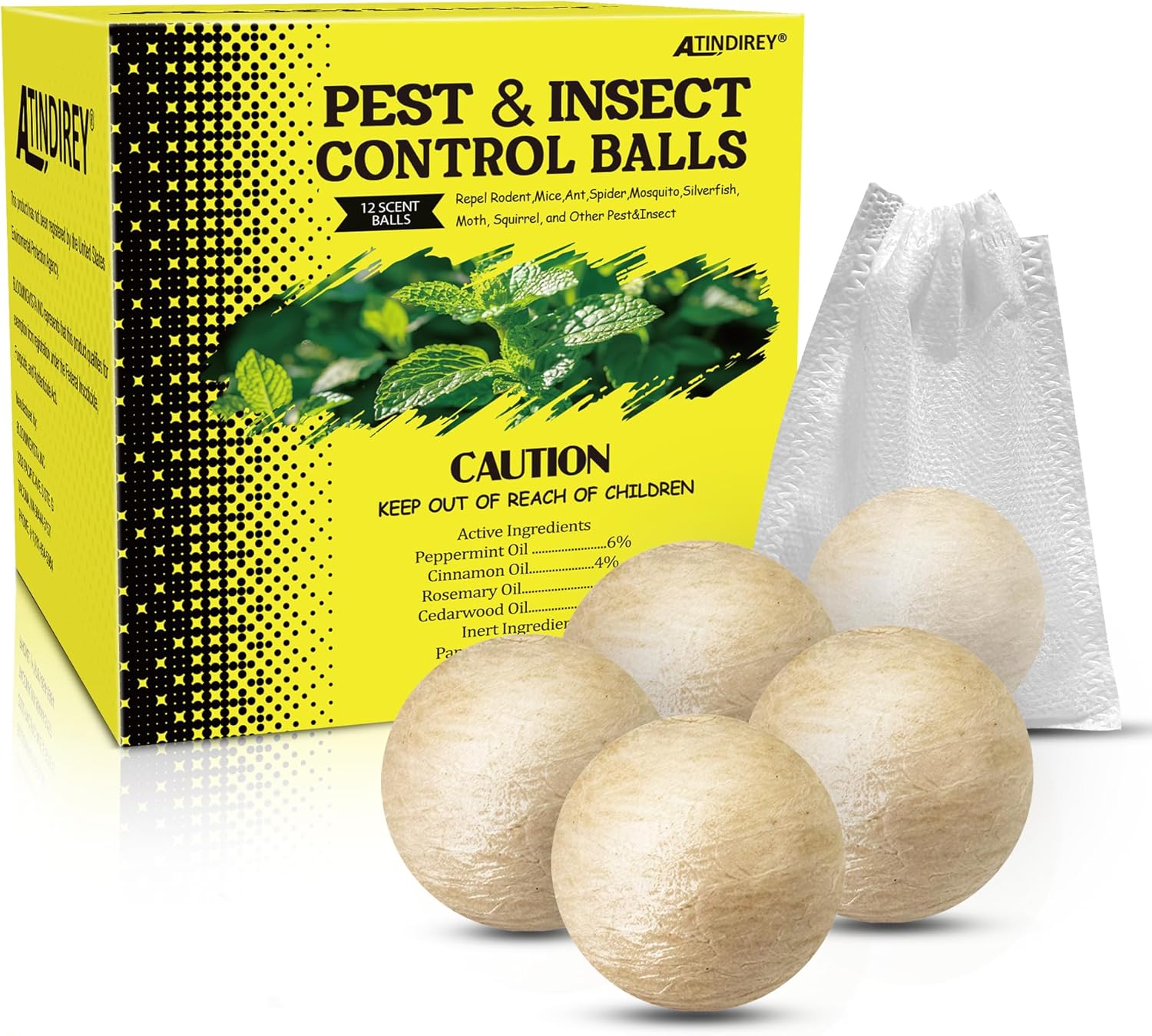 Natural Peppermint Spider Repellent Indoor Pet Safe & Ant Control Balls,Rodent Repellent for Car Engine, Home Storage, Fresh Mint Scent, Safe for Kids and Pets