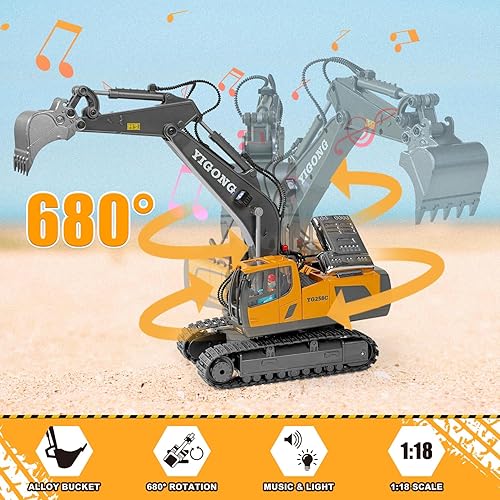 Miniatura 2 de FUUY Excavadora RC de juguete para niños de 4 a 6 años, juguete de excavadora a control remoto para niños de 3, 4, 5, 6 años, vehículos de
