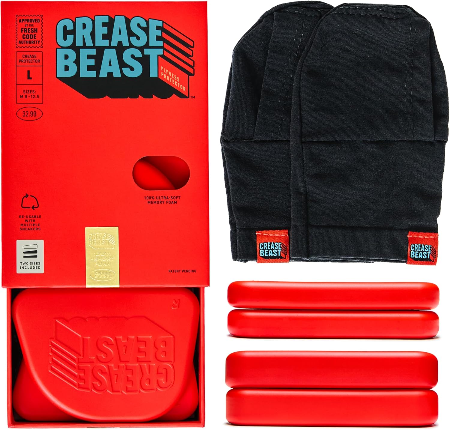 Crease Beast Starter Kit - Memory Foam Crease Protector - Prevents & Removes Creases, Reusable - For Men, Women & Kid's Shoes