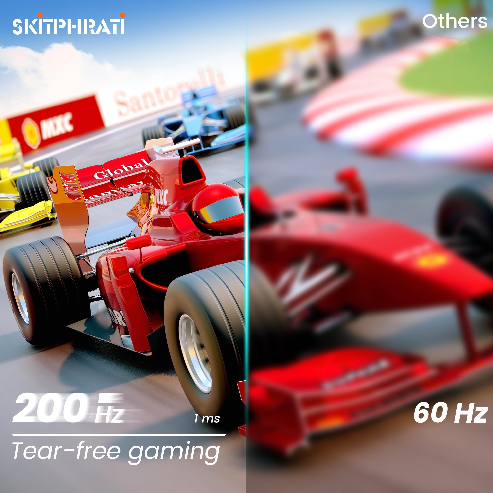 SKitphrati - Moniteur de jeu 24 pouces, taux de rafraîchissement de 200 Hz, résolution FHD 1080p, panneau IPS rapide, 1 ms, GTG, temps de réponse, synchronisation adaptative, haut-parleurs