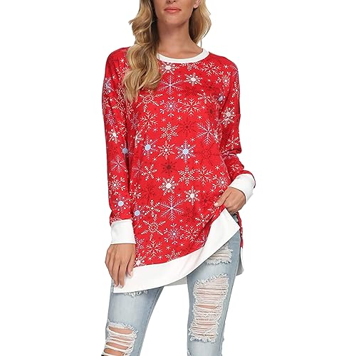 levaca Women's Fall Long Sleeve Side Split Loose Blouses Casual Pullover Tunic Tops