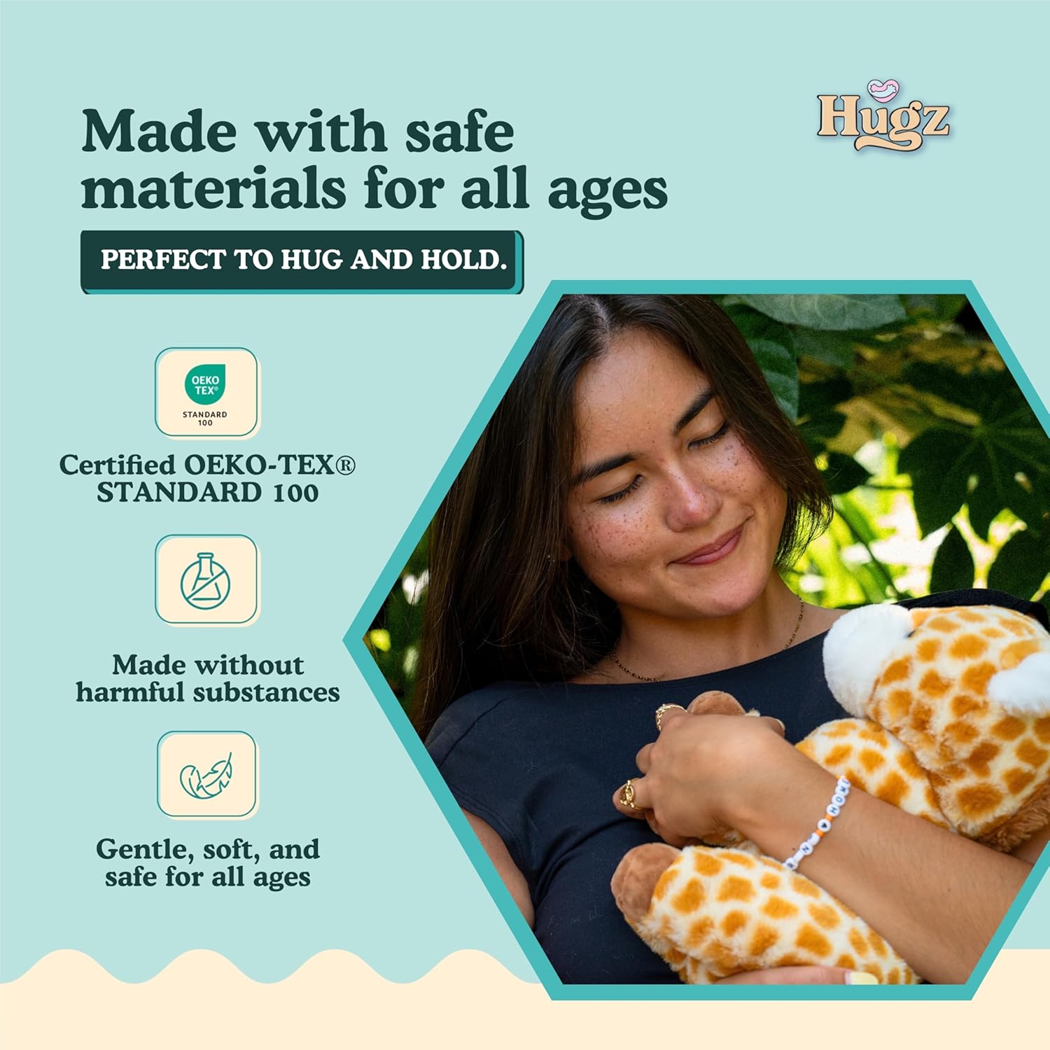 Hugz Official Moose The Giraffe - Premium Weighted Stuffed Animal Plushie 3.8 lb for Adults & Kids - Microwavable – Heatable & Coolable – Super Soft Fur – Gift Ready Tube Packaging
