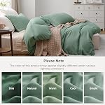 Bedsure Sage Couverture de duvet vert Taille Reine - 3 Pièces de lit prélavé en coton-comme extra doux, comprend 1 Couverture de couettes 90x90 Pochettes avec fermeture à glissière & 2 Shams d'oreiller, Conforteur non inclus