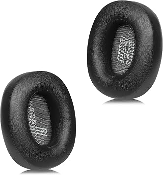 Headphones Replacement Ear Pads, Cushions for JBL E55BT E55 BT Replacement Ear Cushion Cover, Premium Fabric, Softer Memory Foam, Ear Pads Cushions with Soft Protein Leather - Black
