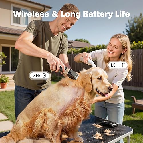 Miniatura 5 de Kit de cortapelos para perros y recortadora de patas de perro para aseo, recargable de bajo ruido, sin cable, suministros de aseo para mascotas,