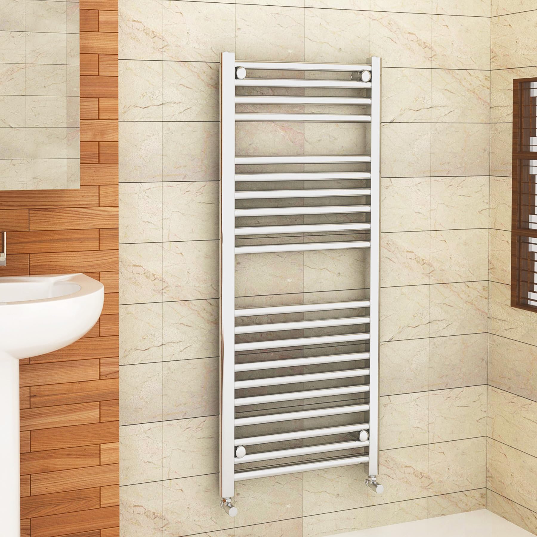 1200 x 500mm (H x W) Straight Heated Towel Rail Chrome Bathroom Ladder Radiator