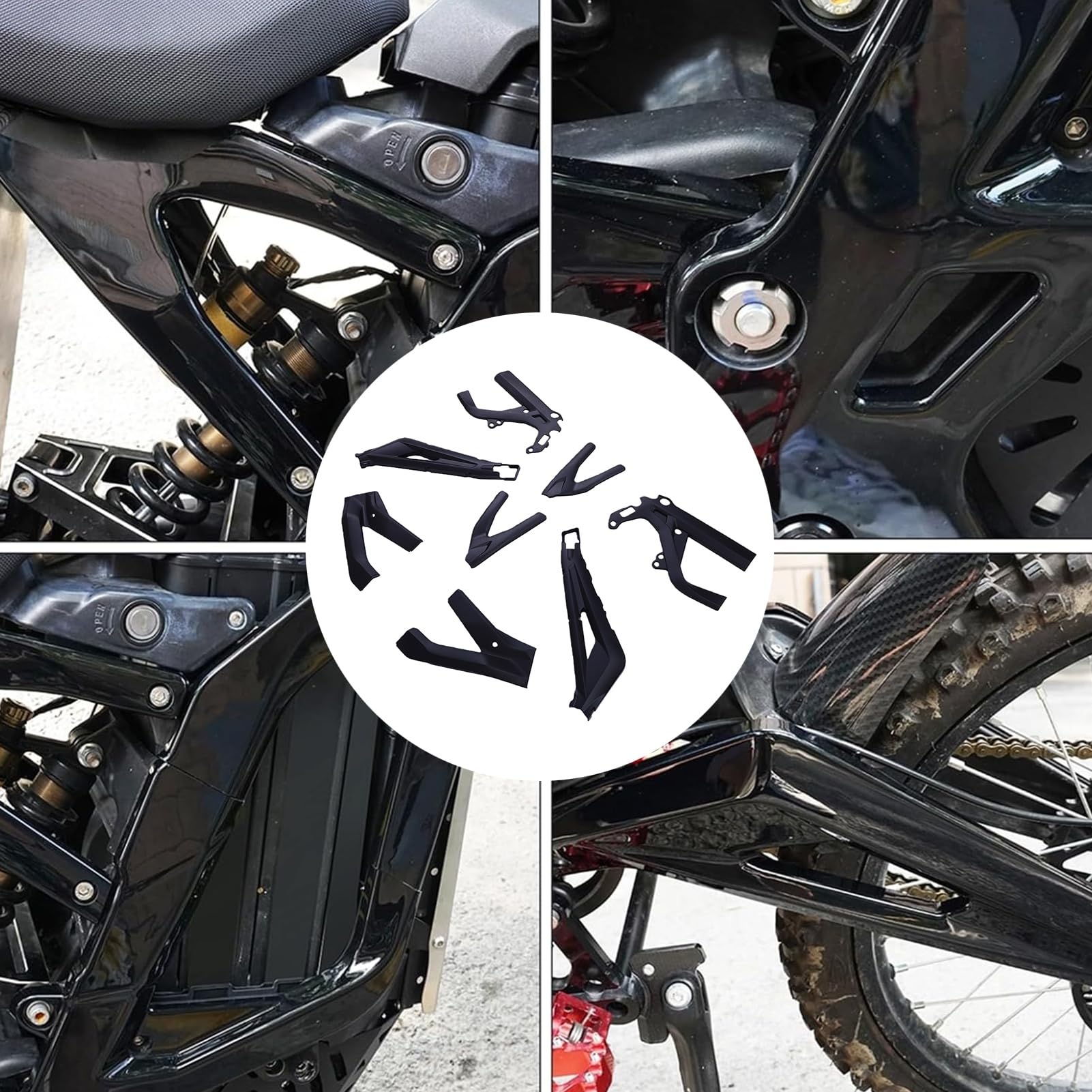Yctze Protezione Telaio Carrozzeria per Copertura in ABS Sur-Ron Light | Materiale ABS, Utilizzo su Pista, Difesa da Fango e Ghiaia, Montaggio Sur-Ron Light Bee X, Installazione Adesiva, Parafango