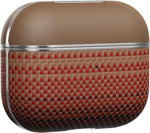 Miniatura 10 de PITAKA Funda para AirPods Pro 3, funda protectora delgada para AirPods Pro 3, compatible con MagSafe, cuero y fibra tejida de aramida, negro/gris