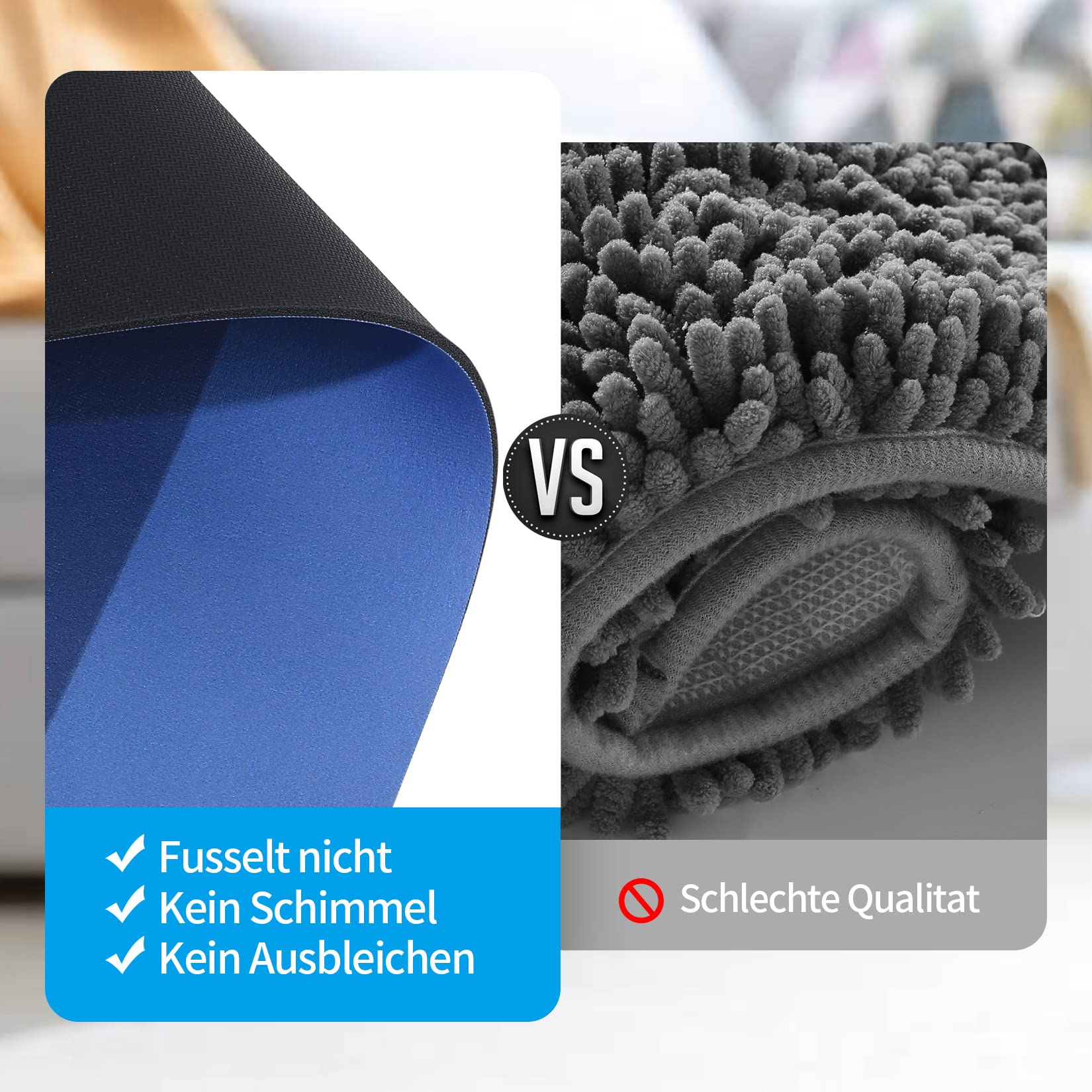 Tappetino Da Bagno Antiscivolo 40x60 Cm - Assorbente, Lavabile, Con Base In Gomma, Colore Blu - Foto 11