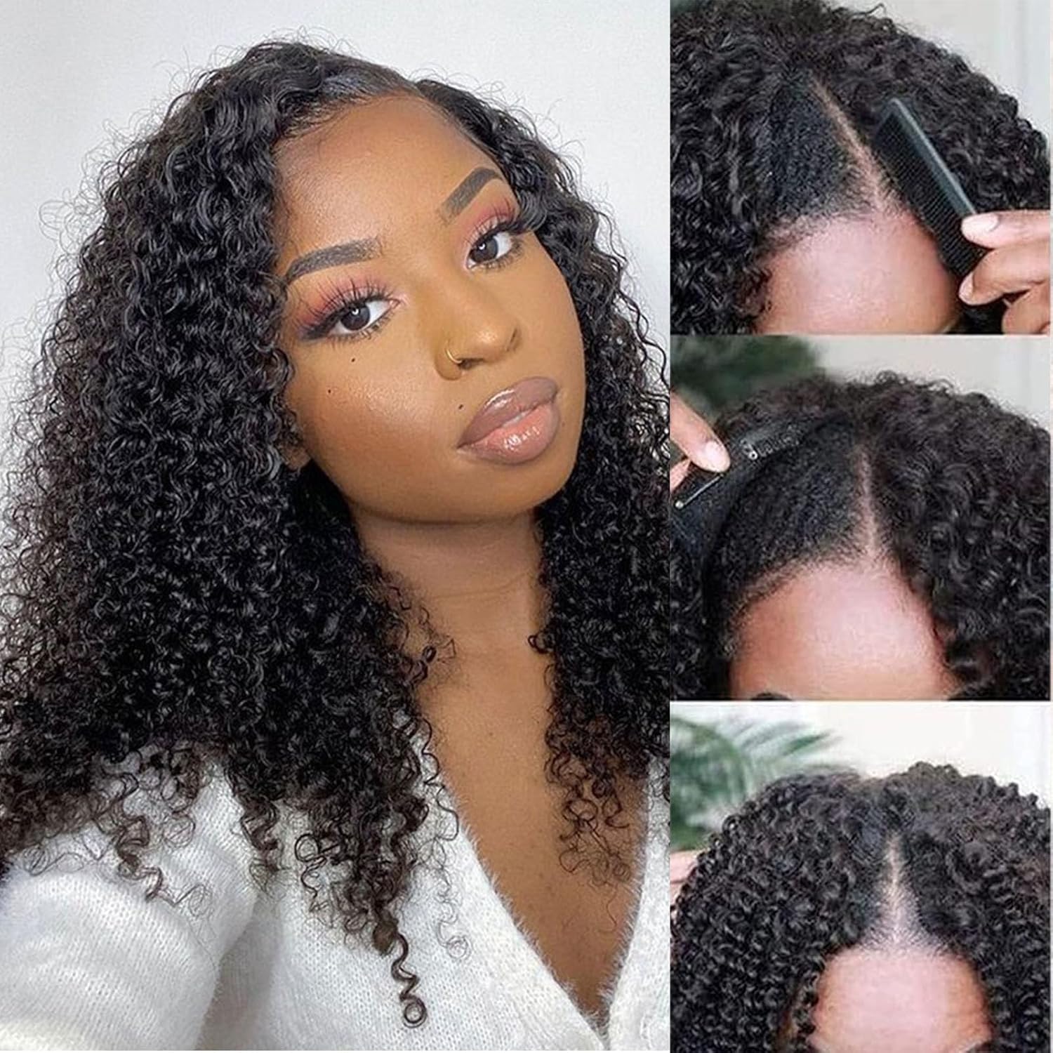 Kiqibeauty V Part Wig Human Hair For Black Women Upgrade U Part Wig