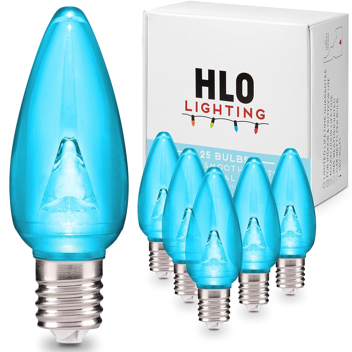 HLO Lighting Smooth C9 Christmas Lights | Teal LED Bulbs for Indoor & Outdoor
