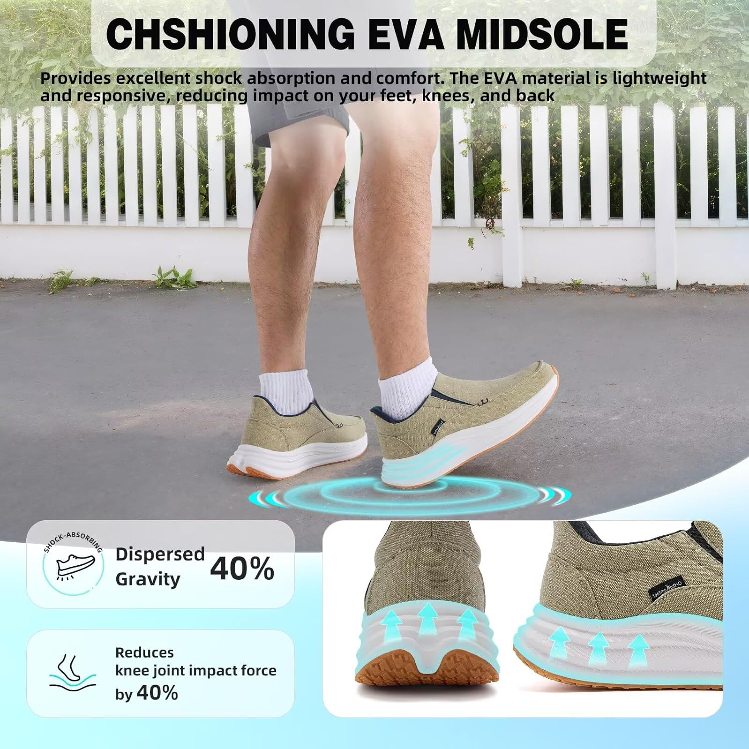 Men's Orthopedic Comfortable Slip On Shoes with Arch Support: Casual Plantar Fasciitis Orthotic Loafers, Flat Feet Leisure Vintage Flat Canvas Walking Shoes for Foot and Heel Pain Relief - Image 5