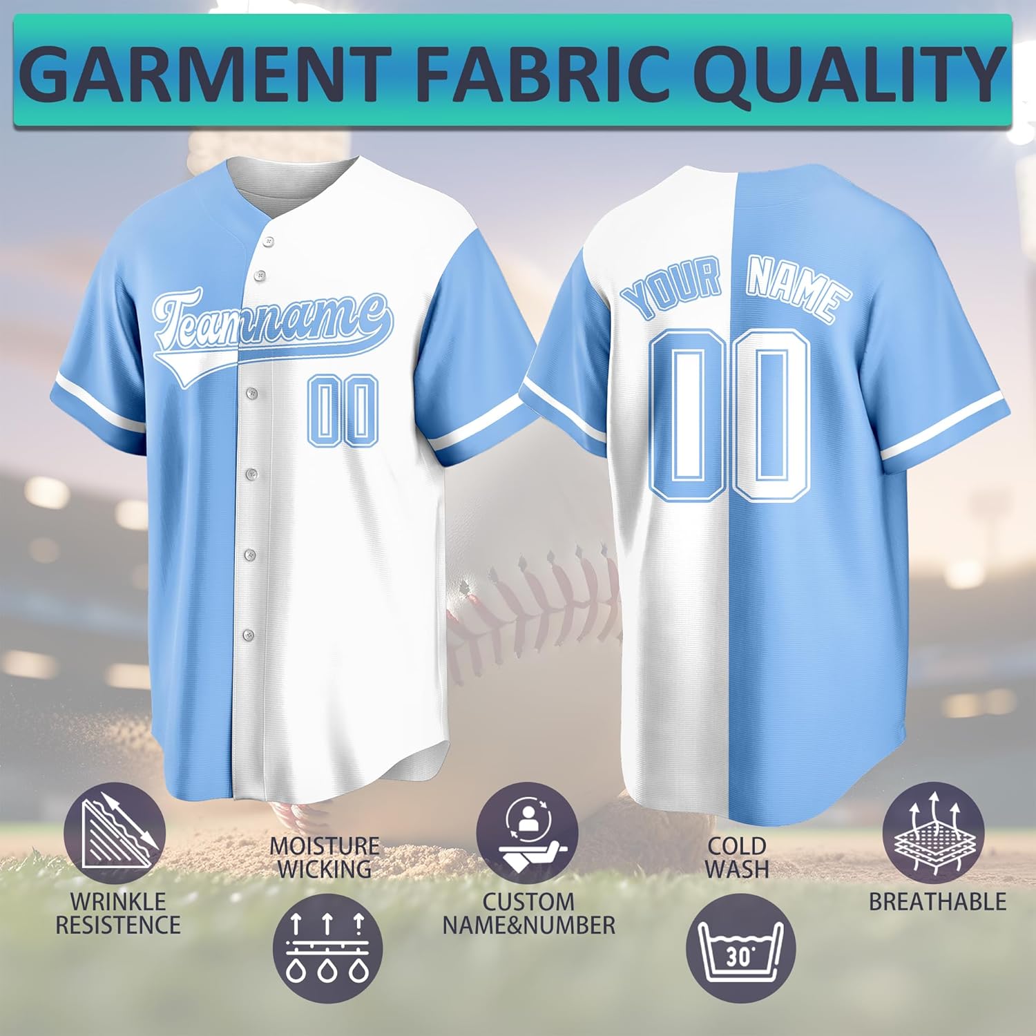 Custom Baseball Jersey Stitched Printing Personalized Baseball Shirt Name Number Logo Sports Uniform for Men Women Youth - Image 2
