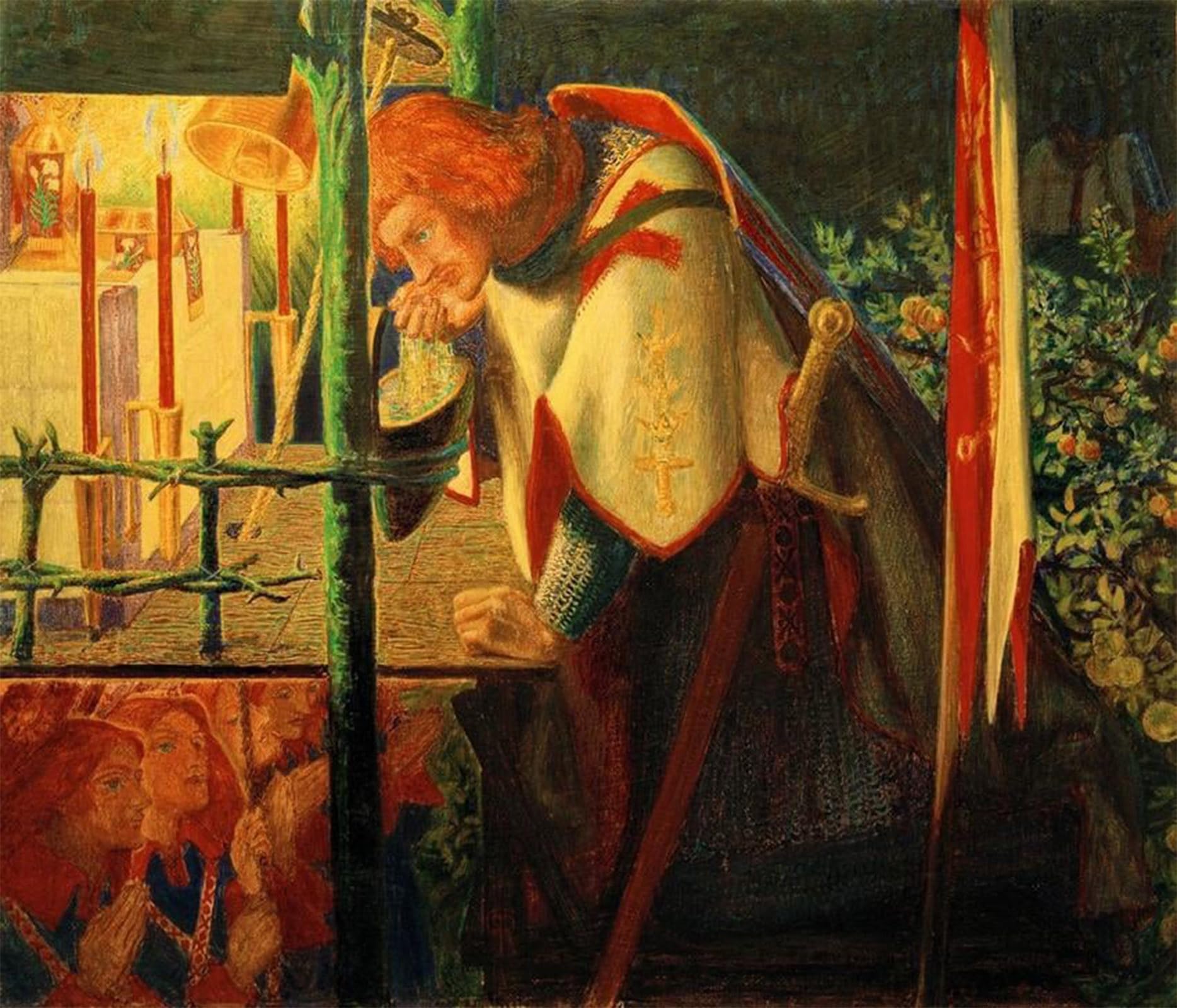 ARTXLXXBN Famous Prints Artwork Pictures Poster Painting Art Sir Galahad At the Ruined Chapel by Dante Gabriel Charles Rossetti Artwork Landscape Pictures for Home Decor 60x90cm