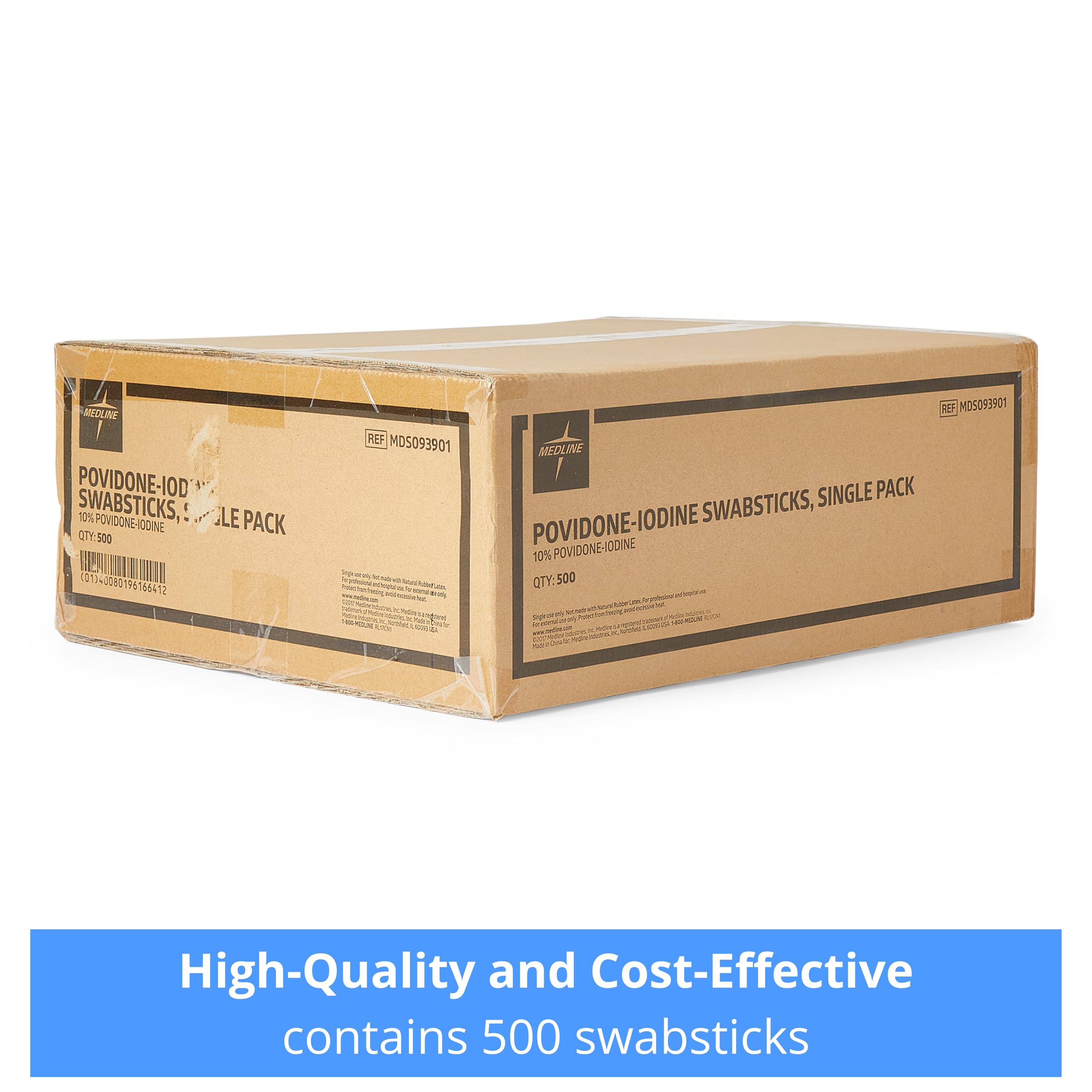 Medline Povidone-Iodine PVP Swabstick, Single Pack, Antiseptic for First Aid, Pack of 500