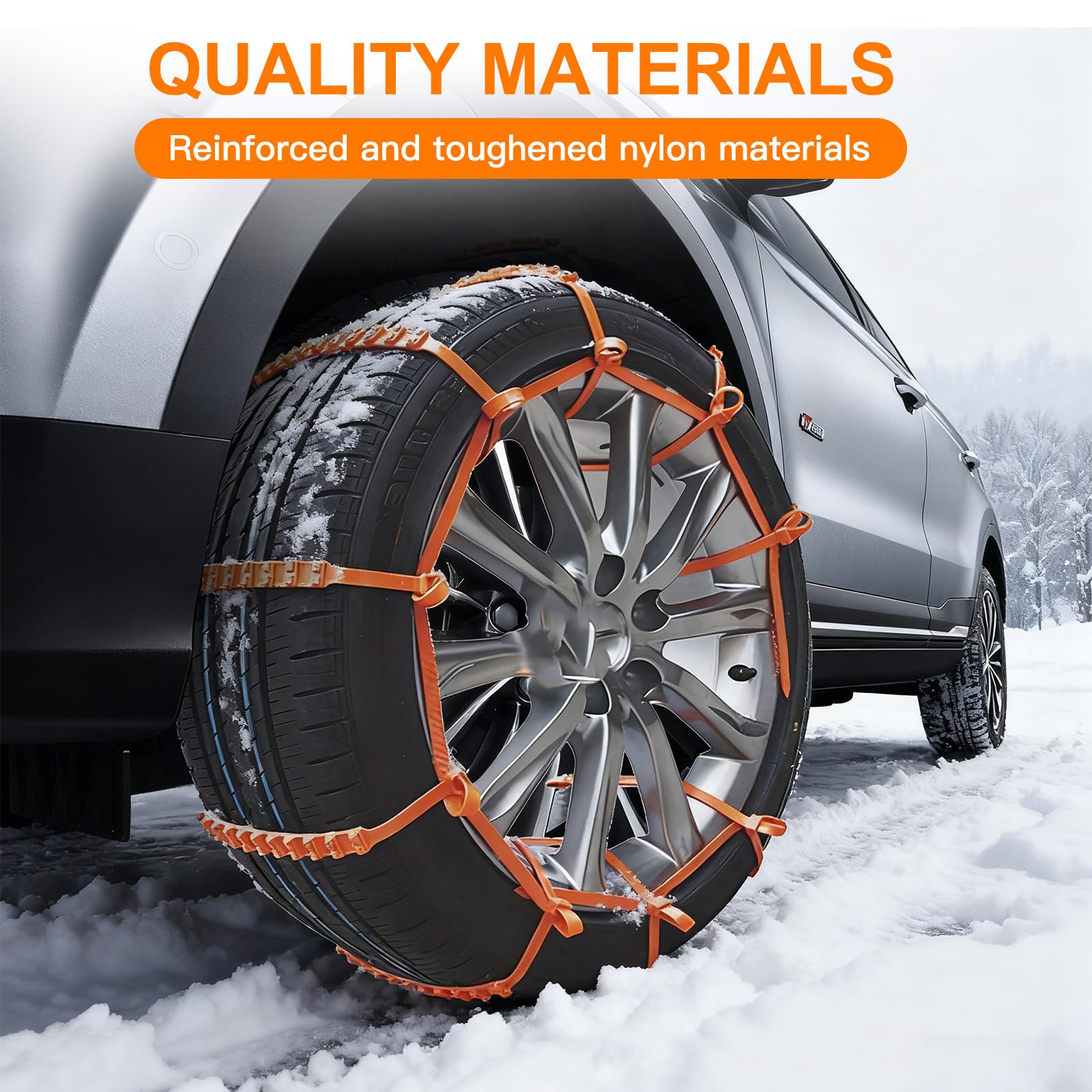Lot de 20 chaînes à neige pour voiture, chaînes antidérapantes réutilisables universelles, chaînes à neige pour voitures, véhicules tout-terrain et SUV, utilisables sur neige, boue et pentes