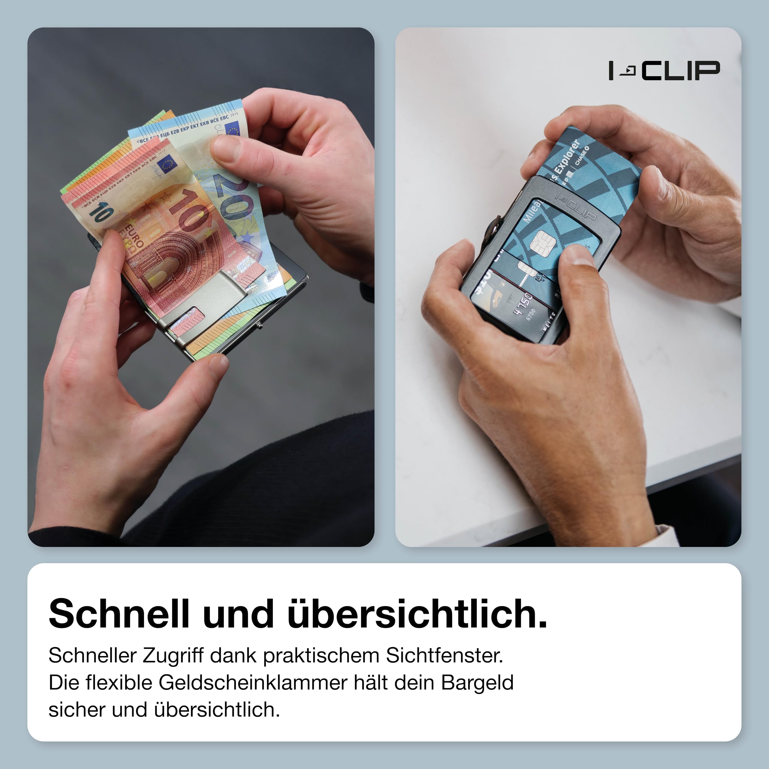 I-CLIP MAX Original Pure Schwarz - Geldbeutel - Slim Wallet mit Platz für 16 Karten - Geldscheinklammer für bis zu 30 Geldscheine - leichtes und Flexibles Portemonnaie