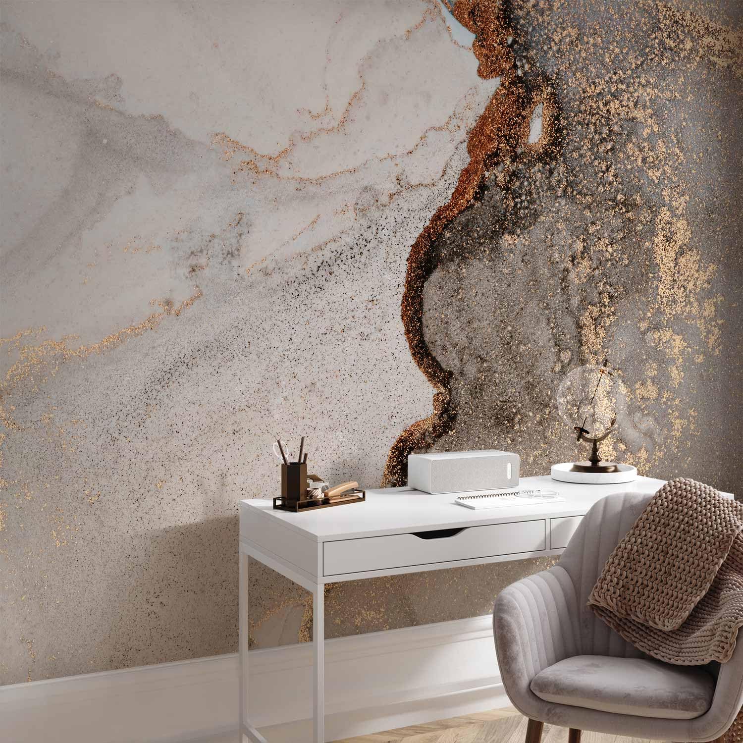 artgeist Wall Mural Faux Marble 193x138 in - Peel and Stick Self-Adhesive Wallpaper Removable Large Sticker Foil Wall Decor Print Design Wall Mural Faux Concrete Stone Abstract a-B-10088-a-a