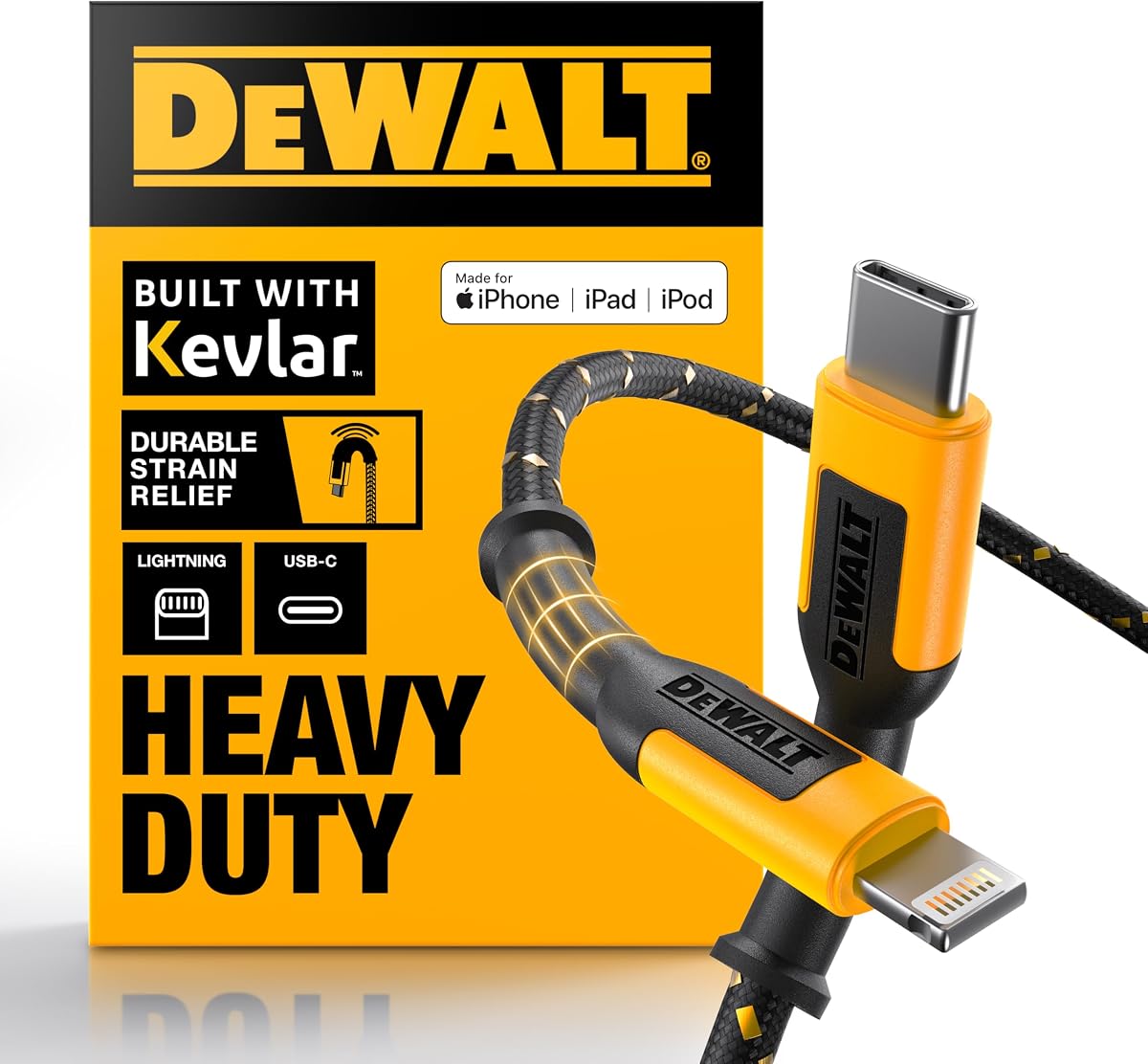 DEWALT Heavy Duty USB C to Lightning Cable
