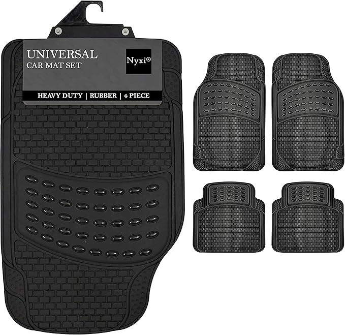 Nyxi 4 Piece Rubber Car Mat (Front + Rear) Universal NonSlip Deep Dish