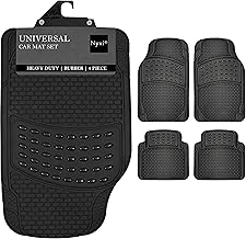 Nyxi 4 Piece Rubber Car Mat (Front + Rear) Universal Non-Slip Deep Dish Heavy Duty for Cars SUV Truck and VAN, Water Proof, All Weather