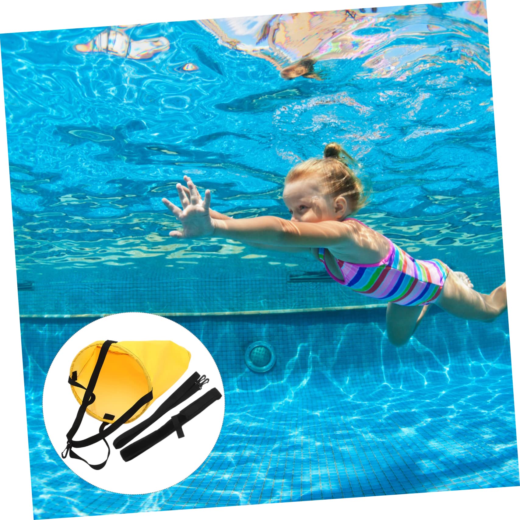 parachute de nage ceinture de natation ceinture de nage équipement d'exercice en piscine pour adultes accessoires de natation équipement d'exercice de Ruban Yellow