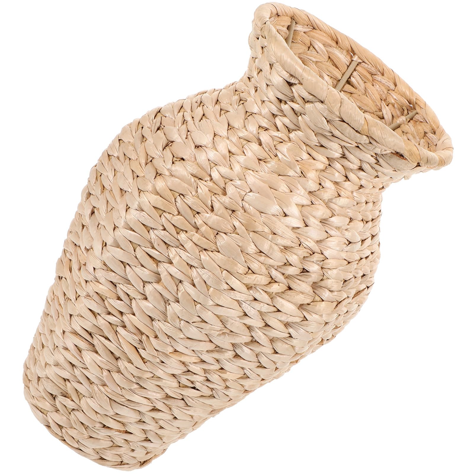 Vase en jonc de mer 30 cm de haut tressé avec fil de fer intérieur pour fleur artificielle