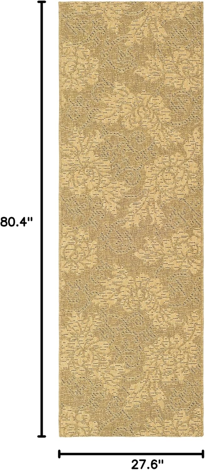 SAFAVIEH Courtyard Collection 2'3" x 6'7" Gold / Natural CY6957 Indoor/ Outdoor Waterproof Easy Cleaning Patio Backyard Mudroom Runner Rug
