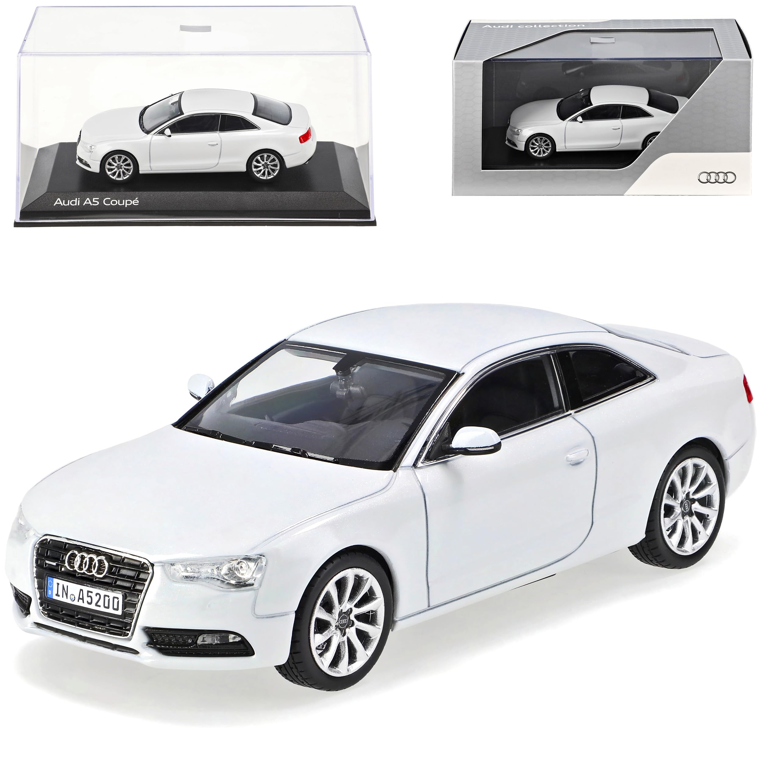 Norev A*U*D*I A5 Coupe Glacier Weiss Facelift Ab 2011 1/43 Modell Auto mit individiuellem Wunschkennzeichen