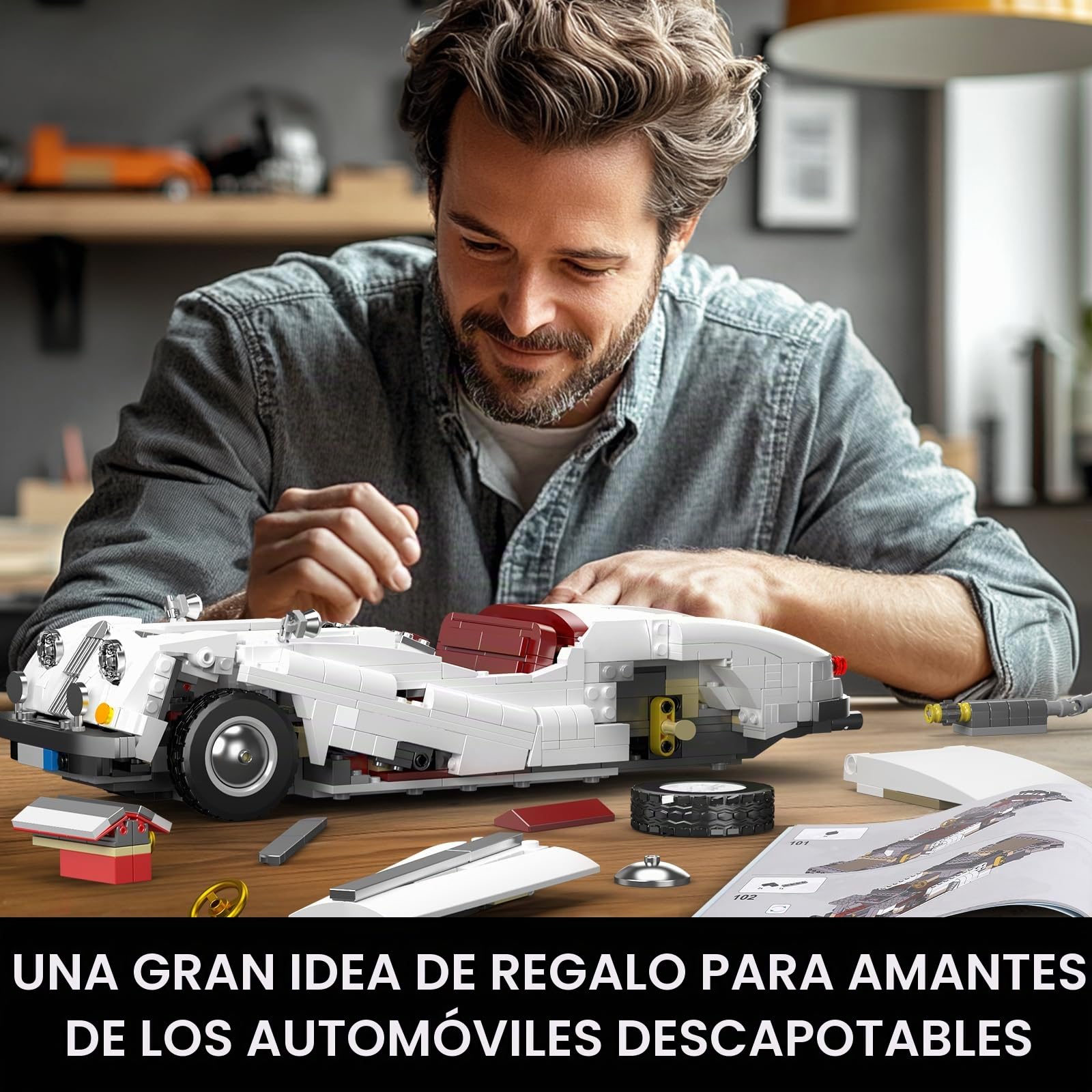 Mould King 10236 Tecnología Coche Deportivo Bloques de Construcción, 1302 Piezas Modelo de Coche Clásico Creativo, Set para Adolescentes y Adultos (14+)