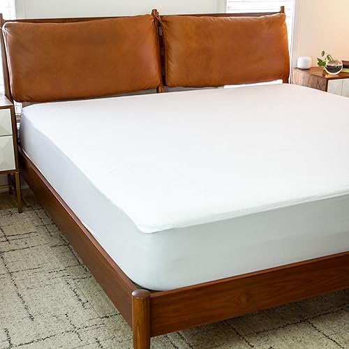 Flash Furniture - Protector de colchón 100 % impermeable, sin vinilo, de alta calidad, con suave tejido suave transpirable, de tamaño matrimonial