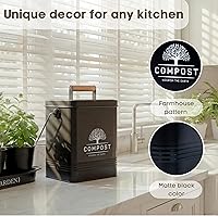 Vista 4 de PERFNIQUE Contenedor de compost de cocina, contenedor de compostaje para encimera de 1.7 galones con tapa, contenedor de compost interior incluye 2