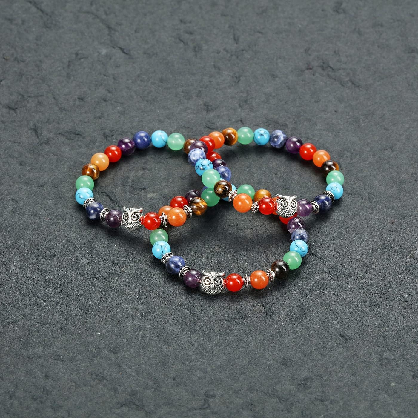 Jovivi 7 Chakra Healing Crystal Bracelet Owl Gifts for Women Natural Gemstone Yoga Reiki Chakra Stones Beads Anxiety Chakra Bracelets Spiritual Gifts for Women jewellery - Image 4