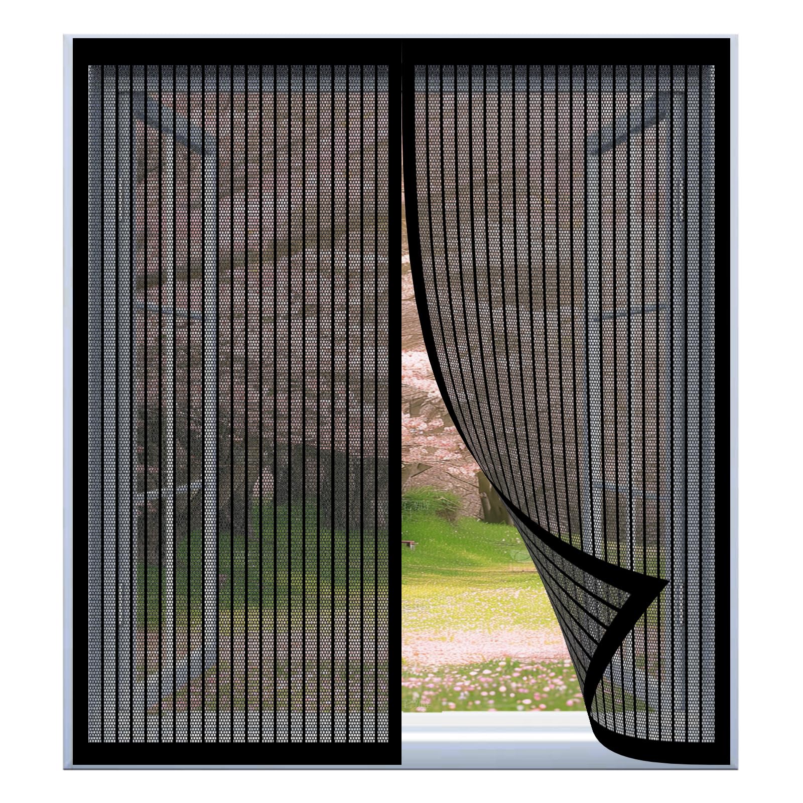 Yuanwan Black Magnetic Fly Screens 95 X 85 Cm Easy Installation No Drilling Or Screwing Transparent Window Screen For Windows Nets To Keep Bugs Out,